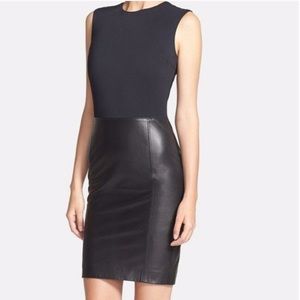 Vince Sleeveless Leather & Ponte Dress Size 4